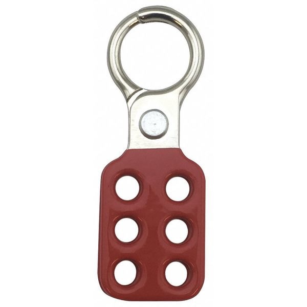 Condor Lockout Hasp, 1 in Opening Size, Snap-On, 6 Lock, Red 7545