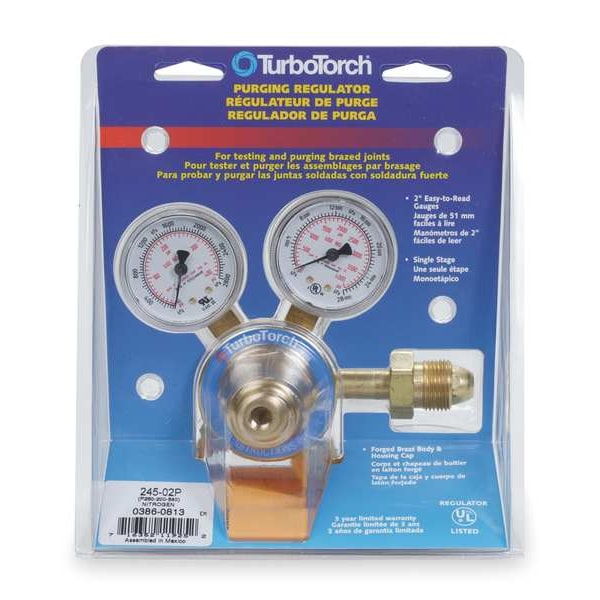 Turbotorch Gas Regulator, Single Stage, CGA-580, 2 to 250 psi, Use With: Nitrogen 0386-0813