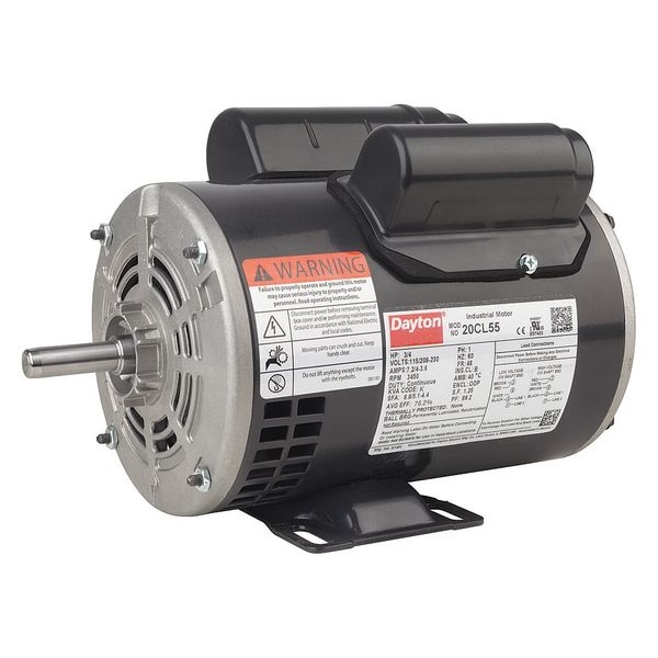 Dayton Capacitor-Start/Run General Purpose Motor, 1/2 HP, 115/208-230V AC Voltage, 48 Frame 103812.00