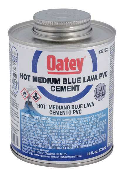 Oatey Blue Lava Hot PVC Cement, 16 oz., Low VOC 32162