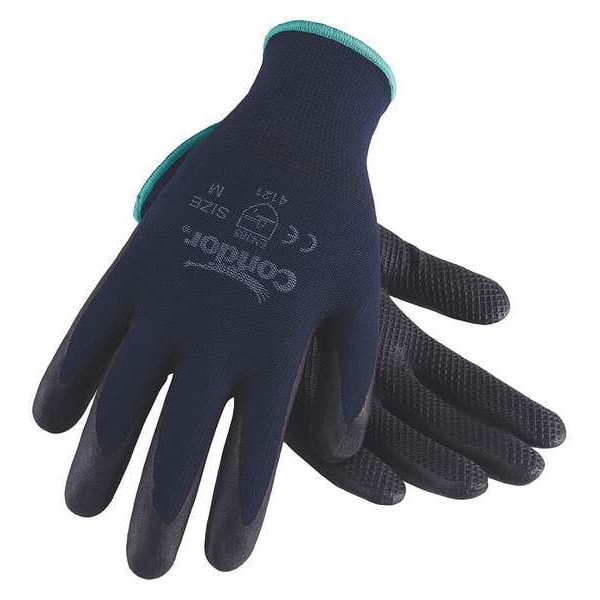 Condor Nitrile Coated Gloves, Palm Coverage, Black/Blue, L, PR 20GZ67