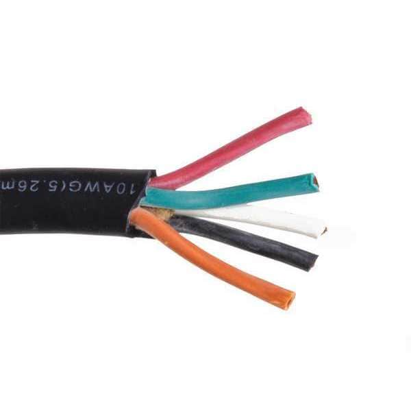 Zoro Select Portable Cord, SOOW, 10 AWG, 5 C, Black, Rubber