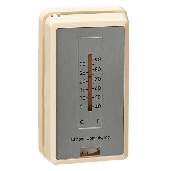 Johnson Controls Pneumatic Thermostat, Single Temperature, Heating and Cooling, 1 Pipe T41001