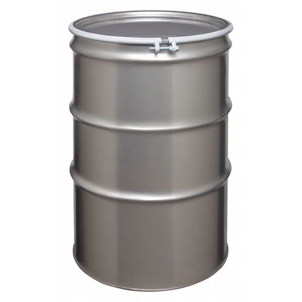 Zoro Select Open Head Transport Drum, 304 Stainless Steel, 85 gal, Unlined, Silver ST8501