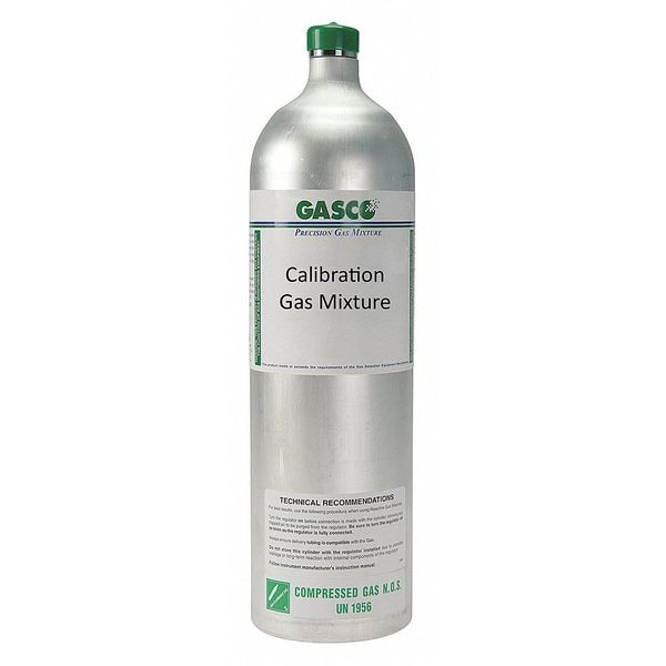 Gasco Calibration Gas, Helium, 74 L, C10 Connection, +/5 Accuracy, 500 psi Max. Pressure 74L