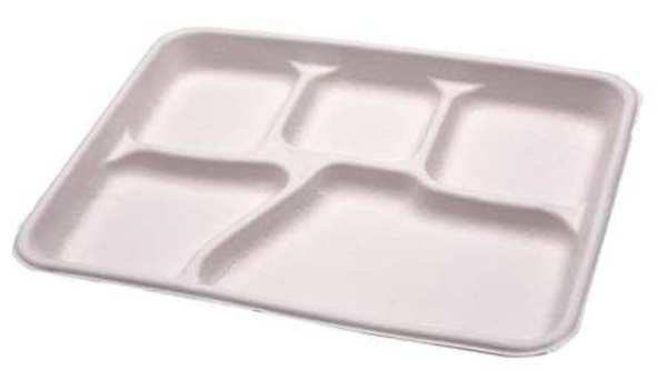 Chinet Disposable Cafeteria Tray, 5 Compartments, Pk500 21024