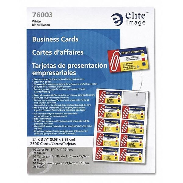Elite Image Laser Printer Business Cards, PK2500 ELI76003 Zoro