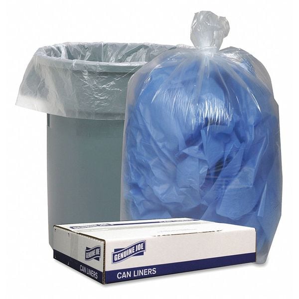 Genuine Joe 33 gal Trash Bags, 1.10 mil (28 Micron), Clear, 100 PK