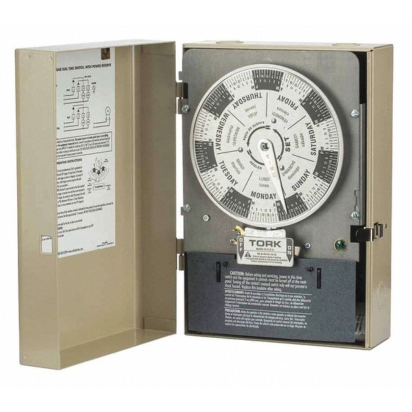 Tork Time Switch, 7 Day, 40A, 120V, 4PST Indoor W400B Zoro