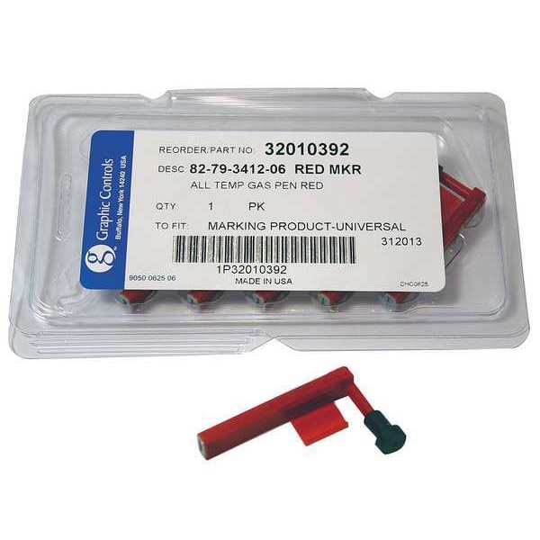 Graphic Controls Chart Recorder Pen, Red, 0.800 In Fine, PK6 82-79-3412