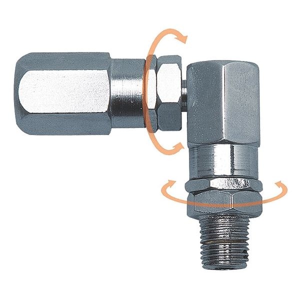 Westward Grease Gun Swivel, 90 Deg., 1/8 In. 21EM18 Zoro