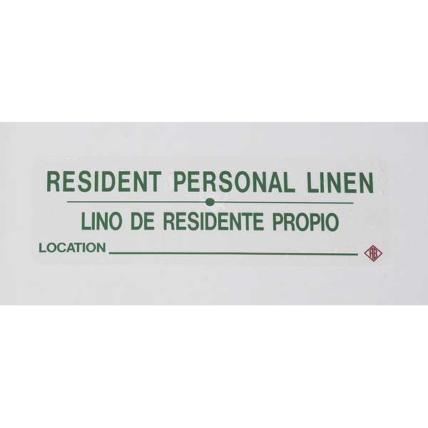R&B Wire Products Bilingual Hamper Label "Resident Personal Linen", Green Text, Pack of 5 602RL
