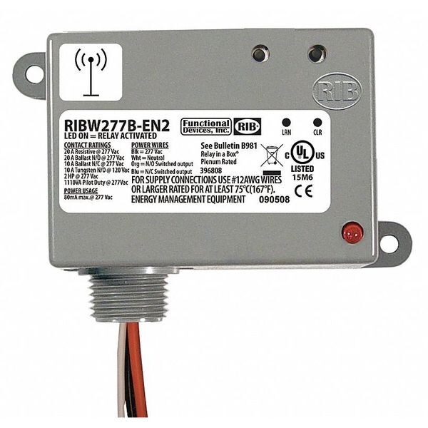 Functional Devices-Rib Wireless Relay/Transmitter, 20A, 277VAC RIBW277B ...