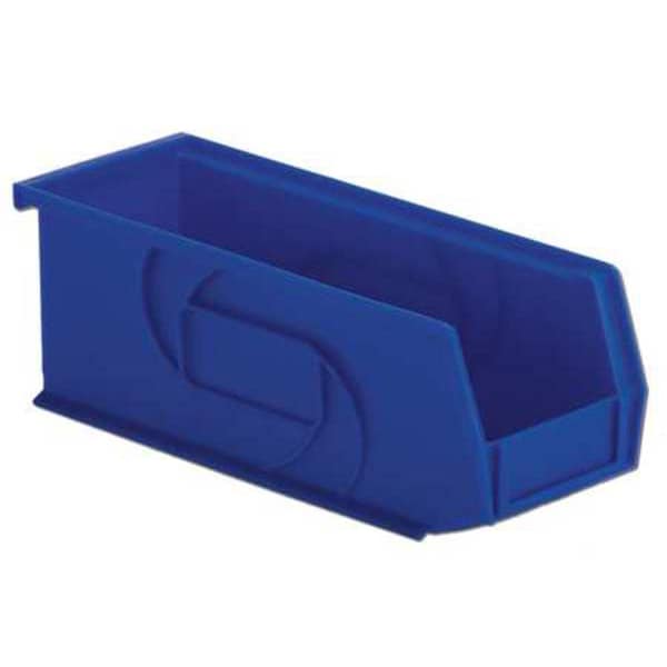 Lewisbins Hang & Stack Storage Bin, Blue, Plastic, 10 7/8 in L x 4 1/8 in W x 4 in H, 30 lb Load Capacity PB104-4 Blue