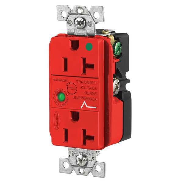 Hubbell Receptacle, 20 A Amps, 125V AC, Flush Mount, Decorator Duplex Outlet, 5-20R, Red HBL8362RSA