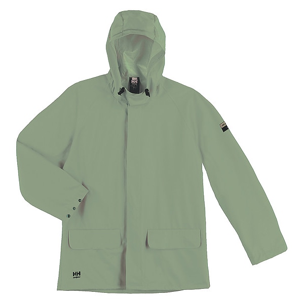 Helly Hansen Rain Jacket, PVC/Polyester, Army Green, M 70129_480-M | Zoro