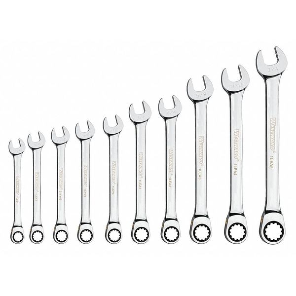 Westward Ratcheting Wrench Set, Pieces 10 21YX90 Zoro