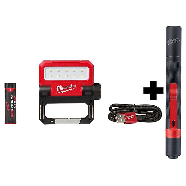 Milwaukee Tool USB Pivoting Flood Light + Penlight 211421, 2105 Zoro