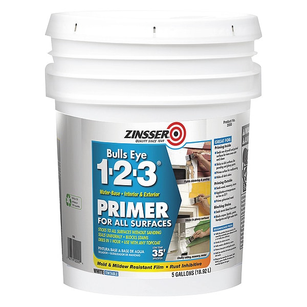 Zinsser Interior Paint, Water, White, 5 gal 2000 Zoro