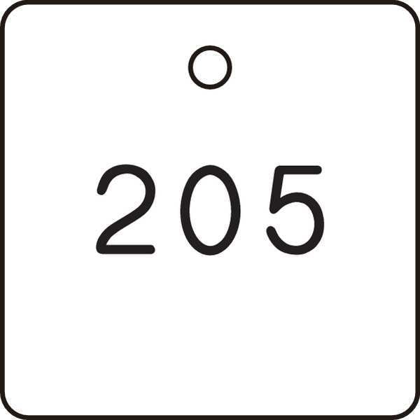 Zoro Select Numbered Tag, Plastic, 1 1/4 in H x 1 1/4 in W