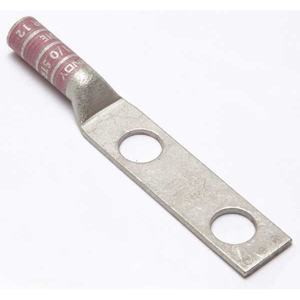Burndy Two Hole Lug Compress Connector, 1/0 AWG YA252N | Zoro