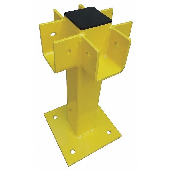 Zoro Select Four Way Post, 45 In., Yellow, Steel 22DN15 | Zoro