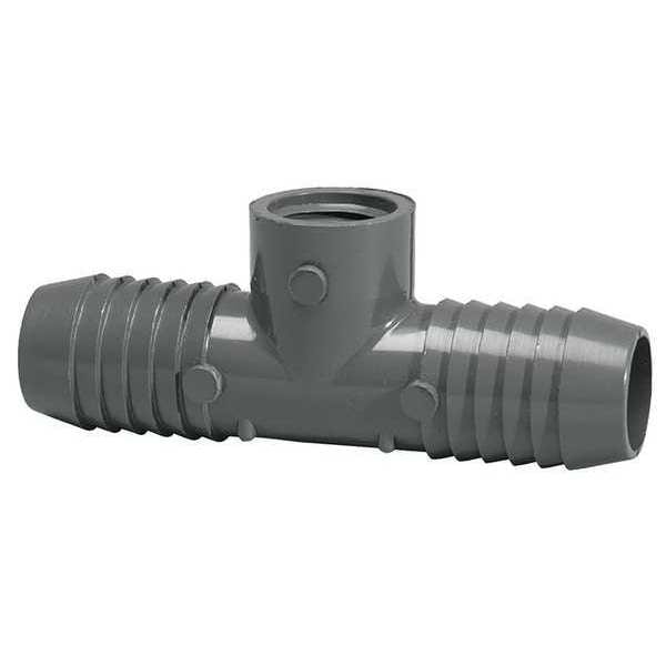 Zoro Select PVC Female Adapter Reducing Tee, Insert x Insert x FNPT, 1 in x 1 in x 3/4 in Pipe Size 1402131