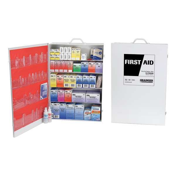 Zoro Select Bulk First Aid Cabinet, Steel, 150 Person 54606