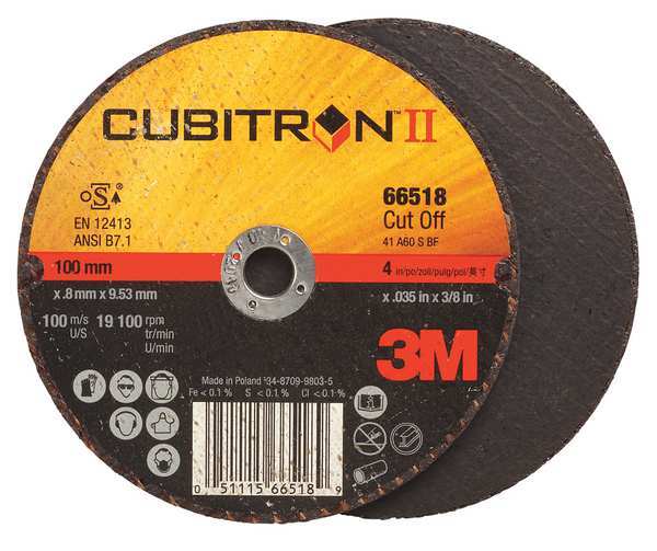 3M Cubitron CutOff Wheel, 4"x.035"x3/8" 66518