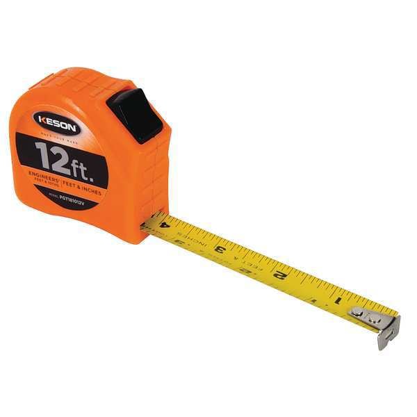 Keson 12 ft Engineer's Tape Measure, 5/8 in Blade PGT181012V