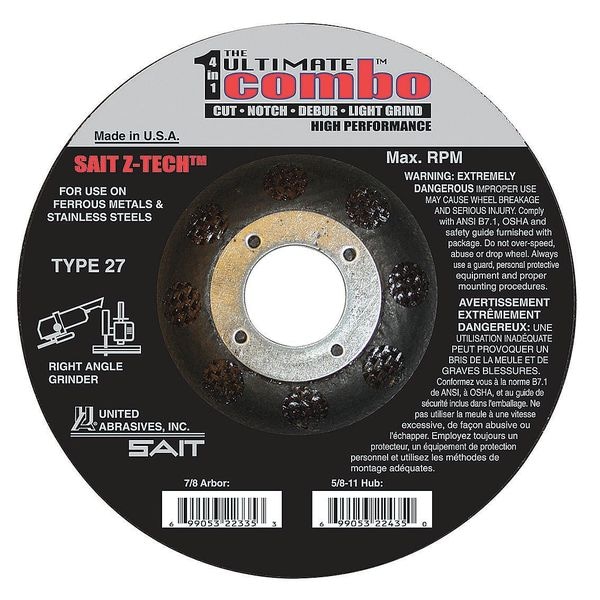 United Abrasives/Sait Depressed Center Cut-Off Wheel, Type