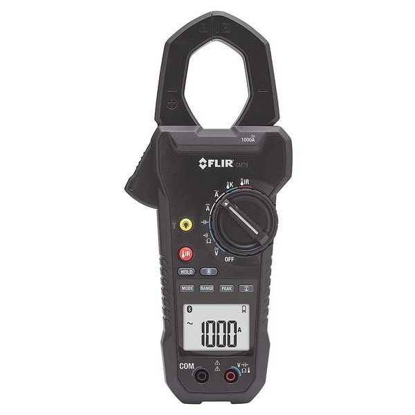 Flir TRMS Clamp Meter, LCD, 1,000 A, CAT IV-600V Safety Rating, (6) AAA Batteries Power Source CM78-NIST