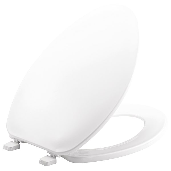 Bemis Toilet Seat, With Cover, Plastic, Elongated, White GR170 000 Zoro