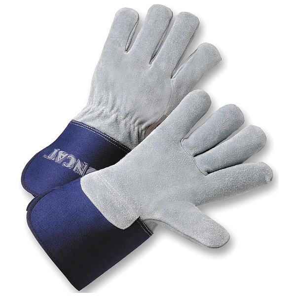 Ironcat Lthr Palm Gloves, Cowhide, Blu/Gray, M, PK12 IC9/M
