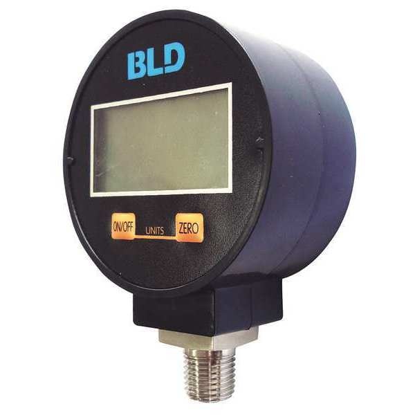 Zoro Select Digital Pressure Gauge, 0 to 300 psi, 1/4 in MNPT, Plastic, Black 23V733
