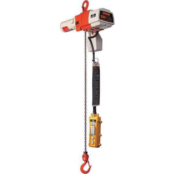 Harrington Electric Chain Hoist, 1,050 lb, 15 ft, Hook Mounted No