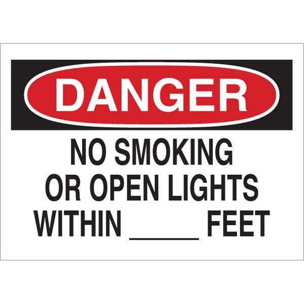 Brady No Smoking Sign, 14" Height, 20" Width, Fiberglass, Rectangle, English 72133