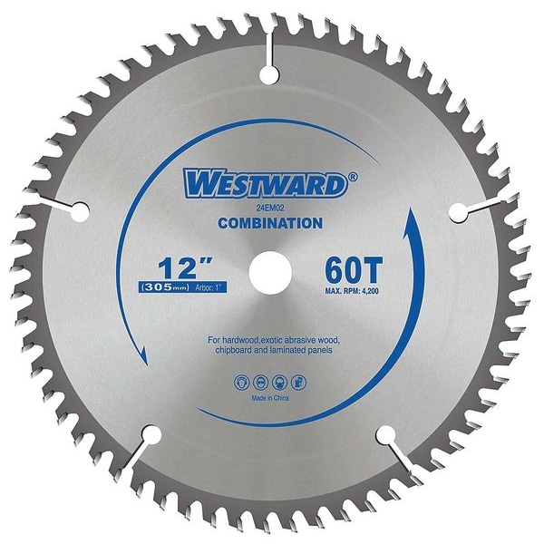 Westward 12", 60Teeth Circular Saw Blade 24EM02 Zoro