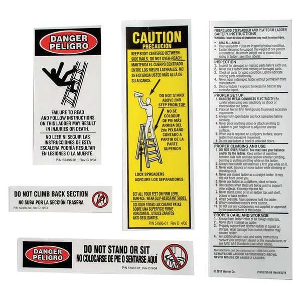 Werner AL Stepladder Safety and Instruction Labels LAS100