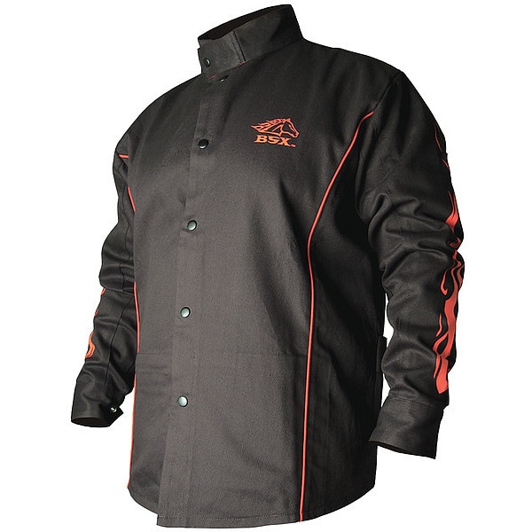 Bsx Welding Jacket, FR, Cotton, Black, 4XL BX9C