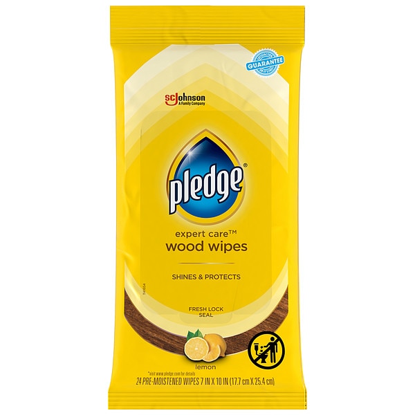 Pledge Furniture Polish Wipes, 12 x 24", 12 Pack, 24 Wipes 319250 Zoro