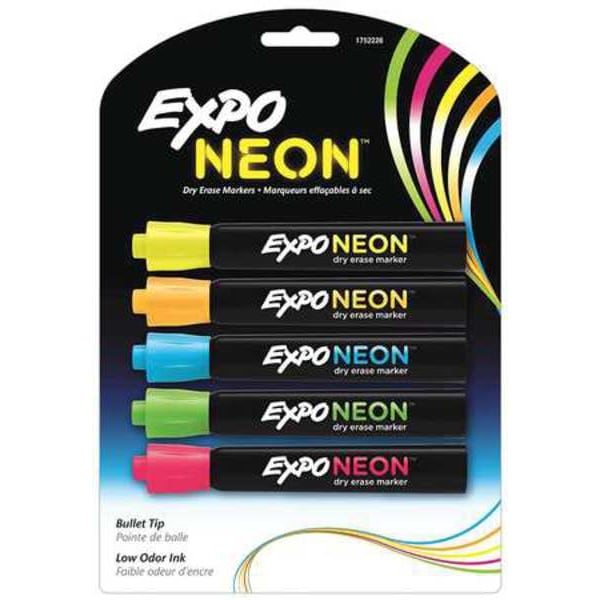 Expo Dry Erase Marker, Bullet Tip, Assorted Colors PK5 1752226 Zoro
