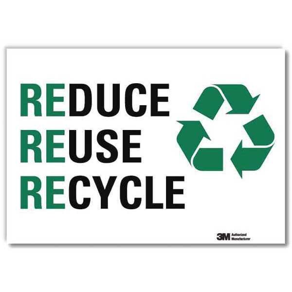 Lyle Reduce Reuse Recycle, 7 in x 10 in, Vertical Rectangle, Reflective ...
