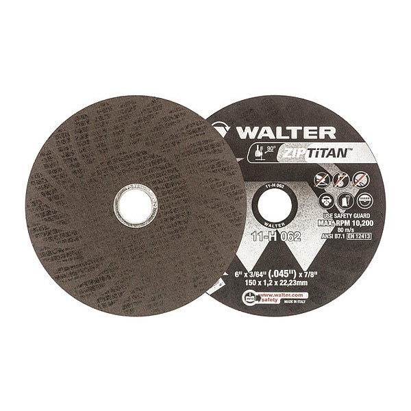 Walter Surface Technologies Cutoff Wheel, T1 6"x3/64"x7/8" 11H062 Zoro