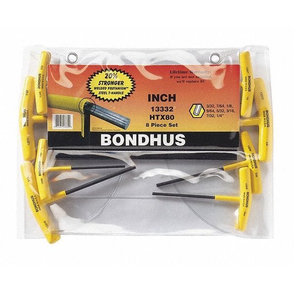 Bondhus 8 Piece SAE T-Shape Hex Key Set, 13332 13332