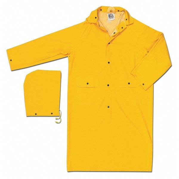 Mcr Safety Classic Raincoat with Detachable Hood, PVC/Polyester