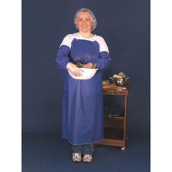Mcr Safety 6 Mil Blue Vinyl Apron Sewn Edge 35, PK12 O63S5 Zoro