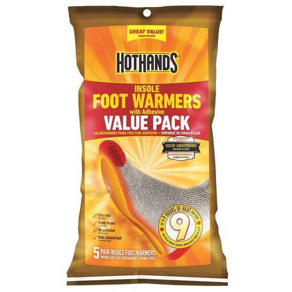 Hothands Foot Warmer, Air-Activated, Up to 9 hours Heating Time, Avg Temp 99 Degrees F, Pack of 5 HFINS5PK