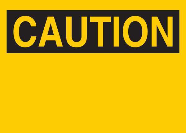 Brady Caution Sign, 10 x 14In, BK/YEL, AL, BLK 42934