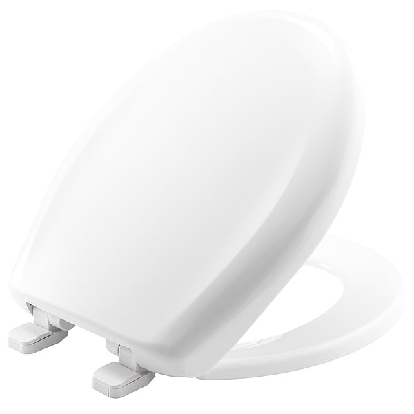 Bemis Toilet Seat, With Cover, Plastic, Round, White 200TCA 000 Zoro